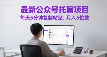 最新公众号托管项目，每天5分钟复制粘贴，月入5位数【揭秘】-汉兴项目网创资源网