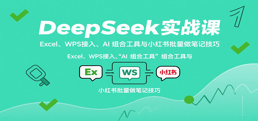 DeepSeek实战课:Excel、WPS接入、AI 组合工具与小红书批量做笔记技巧-汉兴项目网创资源网