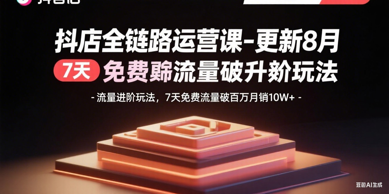 抖店全链路运营课-更新8月：流量进阶玩法，7天免费流量破百万月销10W+-汉兴项目网创资源网