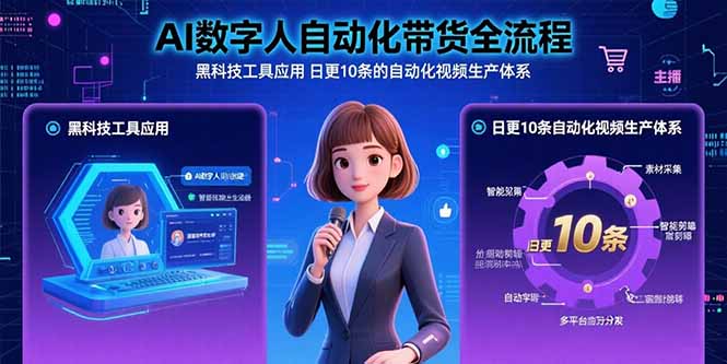 AI数字人自动化带货全流程：黑科技工具应用 日更10条的自动化视频生产体系-汉兴项目网创资源网