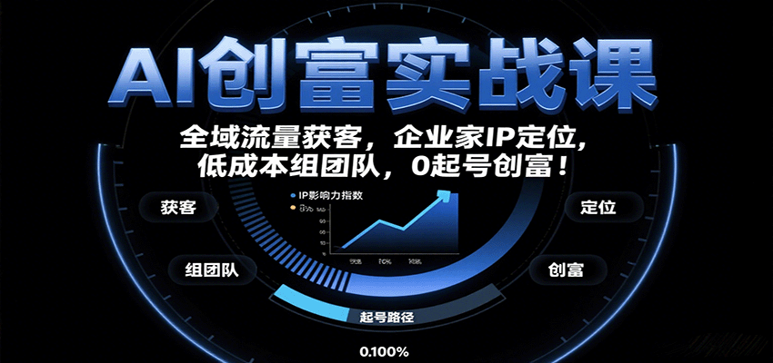 AI创富实战课:企业家IP定位,全域流量获客,低成本组团队,0起号创富!-汉兴项目网创资源网