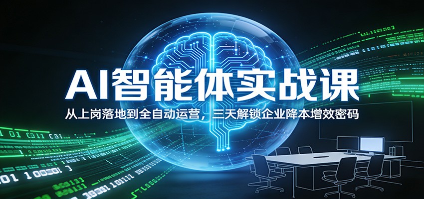 AI智能体实战课：从上岗落地到全自动运营，三天解锁企业降本增效密码-汉兴项目网创资源网