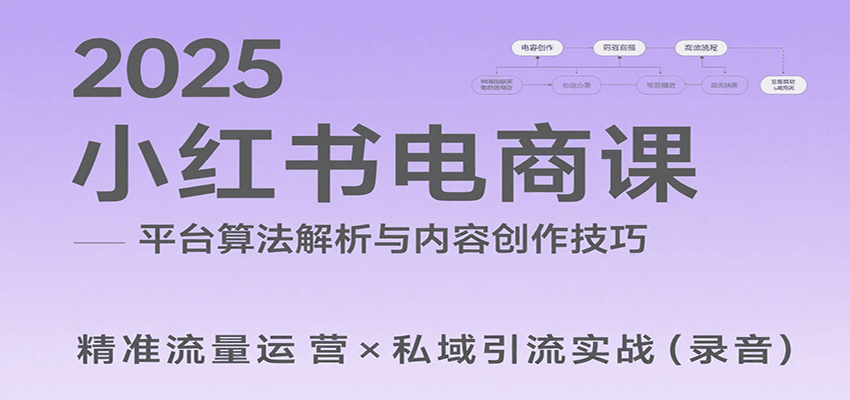 2025小红书电商课:解析算法,创作高转化内容,助力卖家获取流量实现变现(录音)-汉兴项目网创资源网