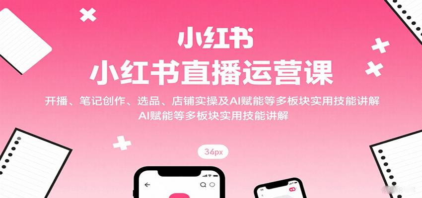 小红书直播运营课:开播、笔记创作、选品、店铺实操及 AI 赋能等多板块实用技能讲解-汉兴项目网创资源网