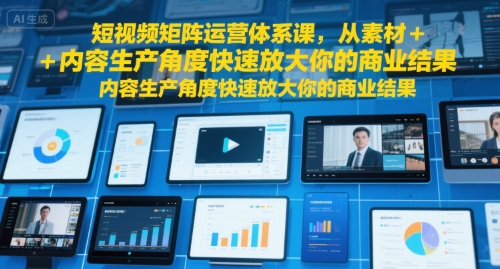 短视频矩阵运营体系课，从素材+内容生产角度快速放大你的商业结果-汉兴项目网创资源网