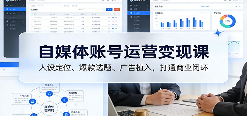 自媒体账号运营变现课:人设定位、爆款选题、广告植入,打通商业闭环-汉兴项目网创资源网