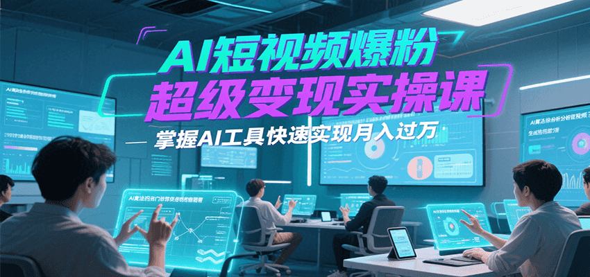 AI短视频爆粉超级变现实操课,掌握AI工具快速实现月入过万-汉兴项目网创资源网