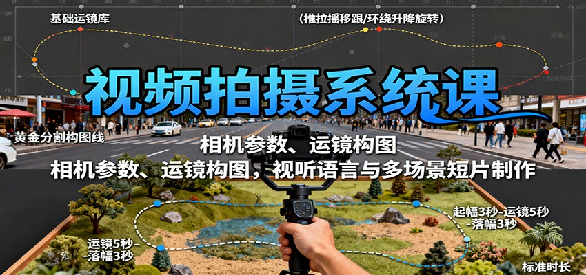 视频拍摄系统课:相机参数、运镜构图,视听语言与多场景短片制作-汉兴项目网创资源网