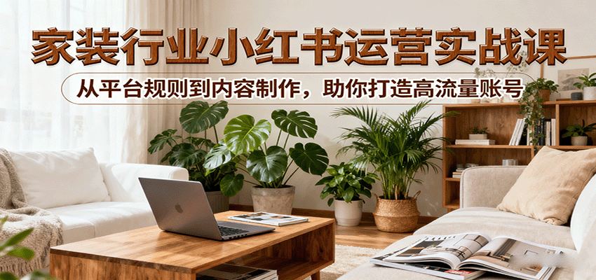 小红书家装行业运营实战课:从平台规则到内容制作,助你打造高流量账号-汉兴项目网创资源网