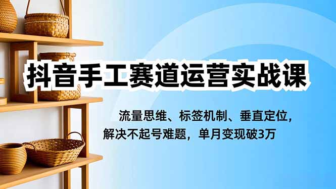 抖音手工赛道运营实战课，流量思维、标签机制、垂直定位，解决不起号难题，单月变现破3万-汉兴项目网创资源网