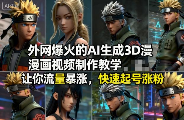 外网爆火的AI生成3D漫画视频制作教学，让你流量暴涨，快速起号涨粉！-汉兴项目网创资源网