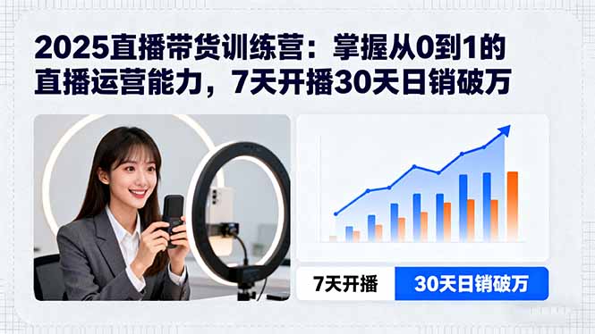 2025直播带货训练营：掌握从0到1的直播运营能力，7天开播30天日销破万-汉兴项目网创资源网