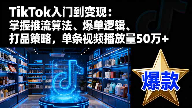 TikTok入门到变现：掌握推流算法、爆单逻辑、打品策略，单条视频播放量50w-汉兴项目网创资源网