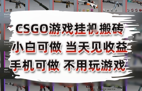 CSGO游戏挂G搬砖，小白纯手机即可操作，不用电脑打游戏，日入3张+，副业网创项目【揭秘】-汉兴项目网创资源网