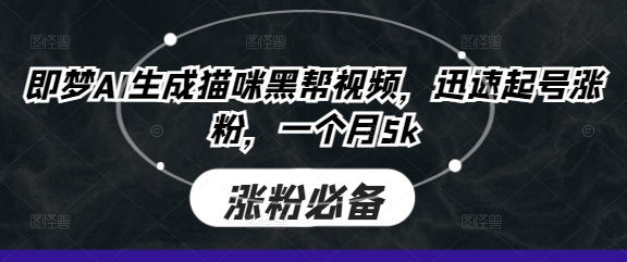 即梦AI生成猫咪黑帮视频,迅速起号涨粉,一个月5k-汉兴项目网创资源网