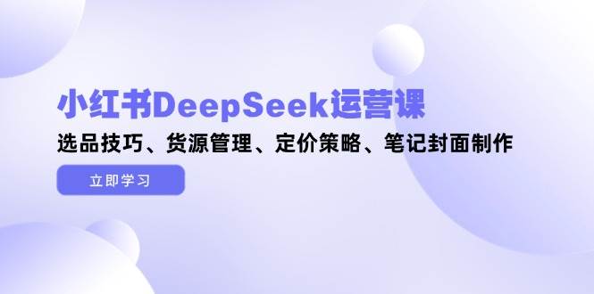 小红书DeepSeek运营课,选品技巧、货源管理、定价策略、笔记封面制作-汉兴项目网创资源网