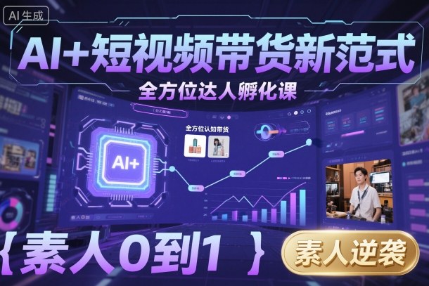 AI+短视频带货新范式全方位达人孵化课，素人也可以从0到1，全方位认知短视频带货-汉兴项目网创资源网