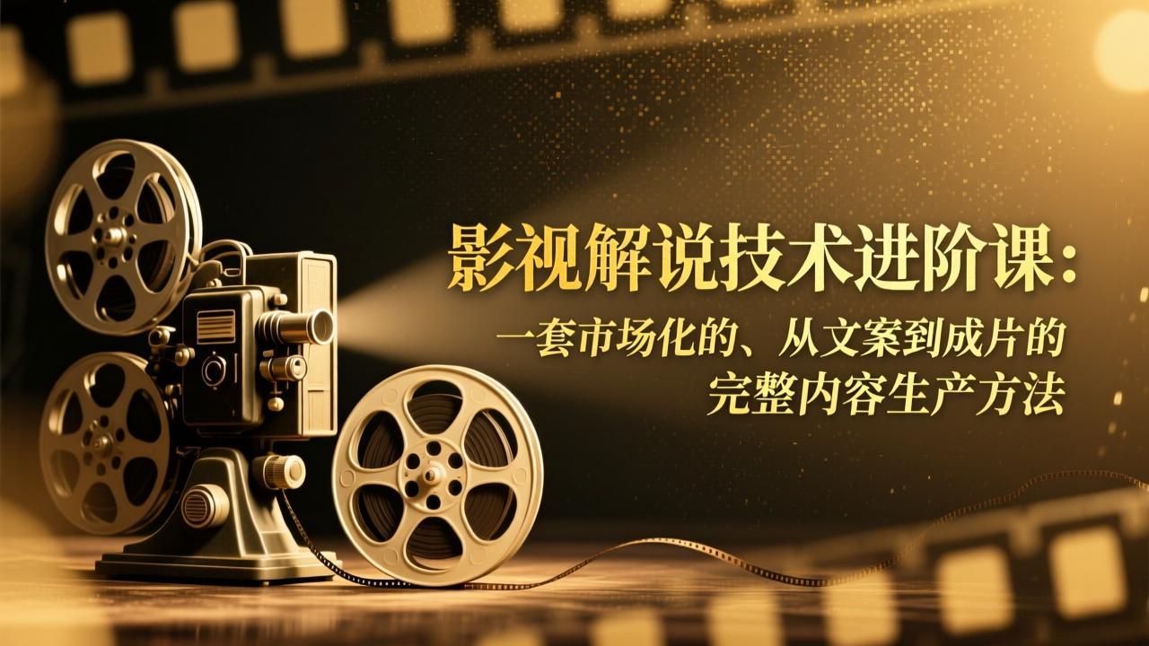 影视解说技术进阶课：一套市场化的、从文案到成片的完整内容生产方法-汉兴项目网创资源网