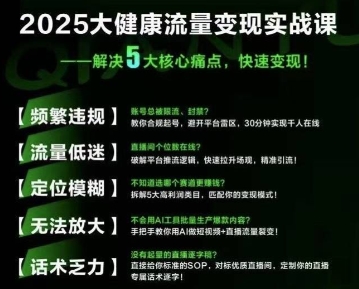 大健康流量全域新增长8.0，三月底线下课视频，大健康万亿蓝海，从类目突围到模式迭代-汉兴项目网创资源网