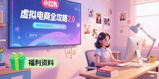 虚拟电商全攻略2.0，开店选品实操流程，账号定位、货源发布、笔记发布技巧-汉兴项目网创资源网