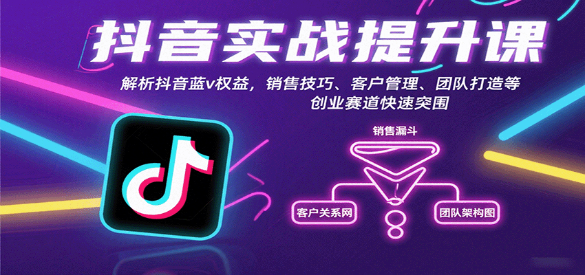 抖音实战提升课：解析抖音蓝v权益，销售技巧、客户管理、团队打造等创业赛道快速突围-汉兴项目网创资源网
