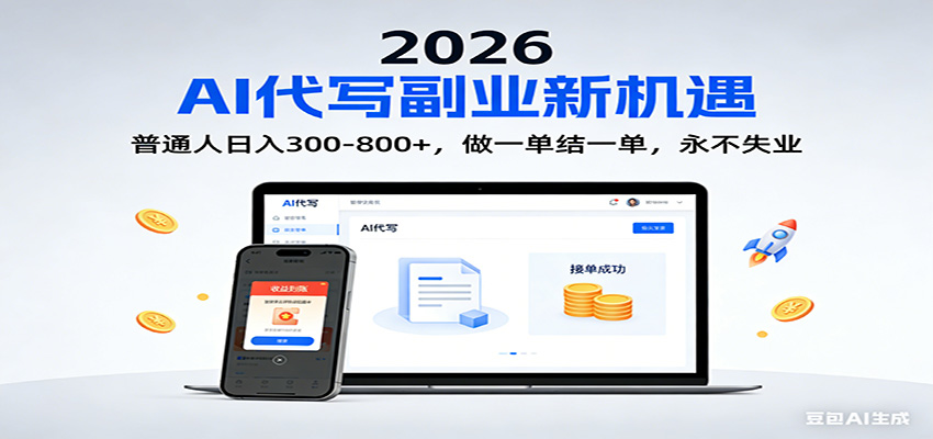 2026 副业首选！AI 代写日入 300-800，普通人0门槛，做一单结一单！-汉兴项目网创资源网