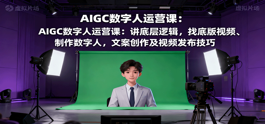 AIGC数字人运营课:讲底层逻辑,找底版视频、制作数字人,文案创作及视频发布技巧-汉兴项目网创资源网