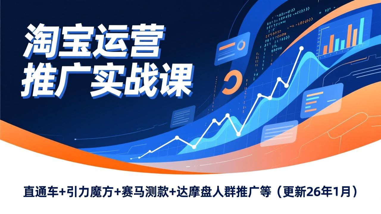 淘宝运营推广实战课，直通车+引力魔方+赛马测款+达摩盘人群推广等(更新26年1月-汉兴项目网创资源网