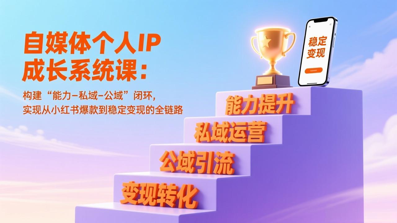 自媒体个人IP成长系统课：构建“能力-私域-公域”闭环，实现从小红书爆款到稳定变现的全链路-汉兴项目网创资源网