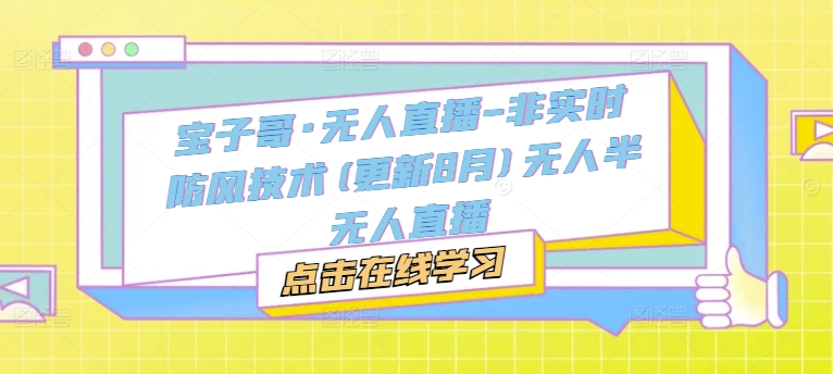 宝子哥·无人直播-非实时防风技术(更新25年9月)无人半无人直播-汉兴项目网创资源网