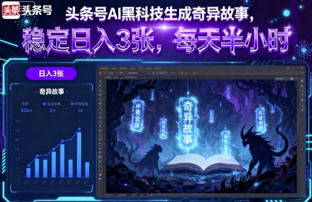 头条号AI黑科技生成奇异故事，稳定日入3张，每天半小时-汉兴项目网创资源网