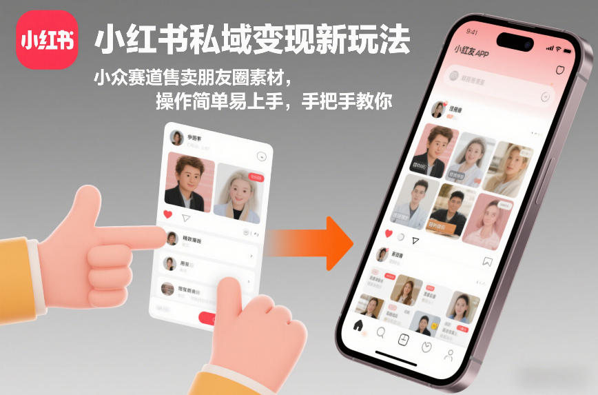 小红书私域变现新玩法，小众赛道售卖朋友圈素材，操作简单易上手，手把手教你-汉兴项目网创资源网