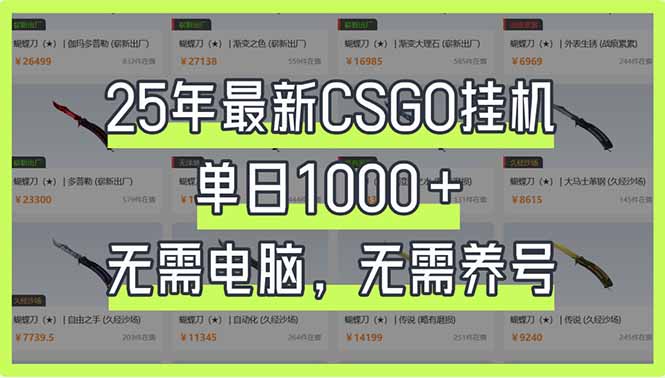 25年最新CSGO挂机系统,单日1000+,无需电脑,无需养号,0基础可上手-汉兴项目网创资源网