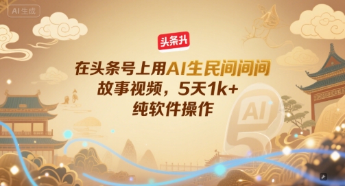 在头条号上用AI生民间故事视频，5天1k+，纯软件操作-汉兴项目网创资源网