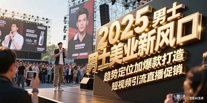 2025男士美业新风口,趋势定位加爆款打造,短视频引流直播促销-汉兴项目网创资源网