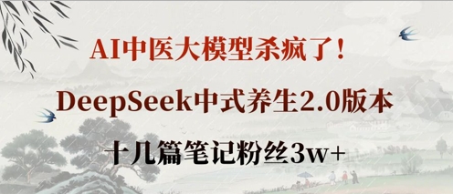 AI中医大模型杀疯了！DeepSeek中式养生2.0版本，十几篇笔记粉丝3w+-汉兴项目网创资源网