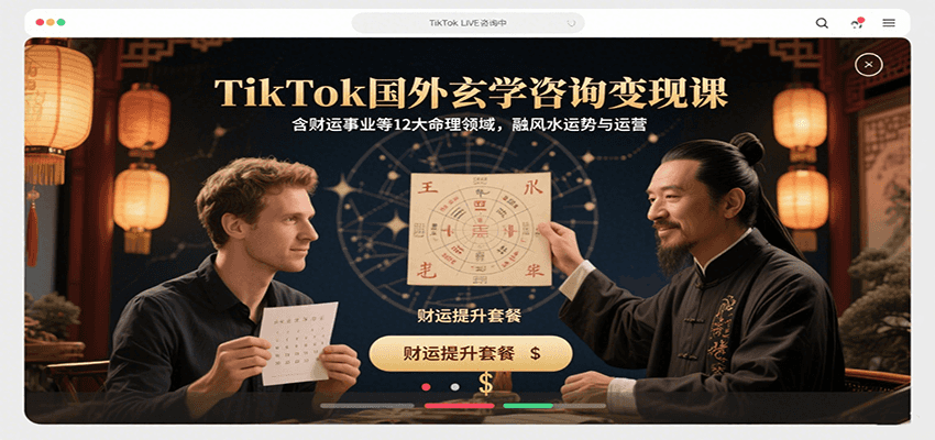 TikTok国外玄学咨询变现课,含财运事业等12大命理领域,融风水运势与运营-汉兴项目网创资源网