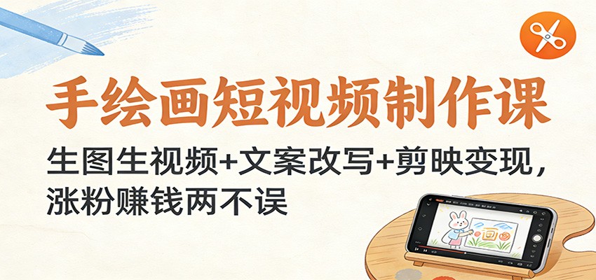 手绘画短视频制作课:生图生视频+文案改写+剪映变现,涨粉赚钱两不误-汉兴项目网创资源网