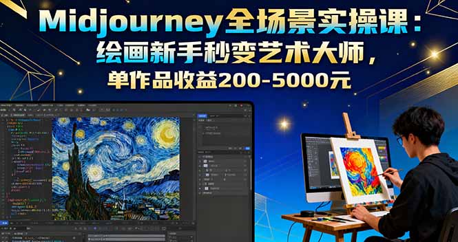 Midjourney全场景实操课：绘画新手秒变艺术大师，单作品收益200-5000元-汉兴项目网创资源网