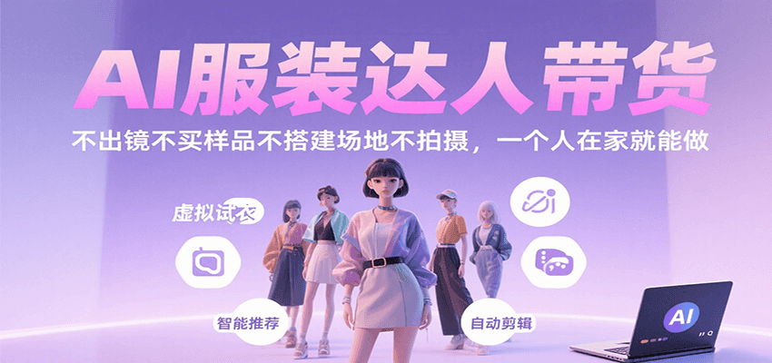 AI服装达人带货,不出镜不买样品不搭建场地不拍摄,一个人在家就能做-汉兴项目网创资源网