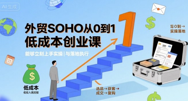 外贸SOHO从0到1低成本创业课，能够立刻上手实操与落地执行-汉兴项目网创资源网