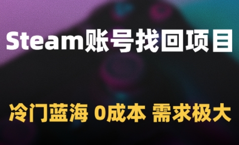 Steam账号找回项目，冷门蓝海，0成本，需求极大-汉兴项目网创资源网
