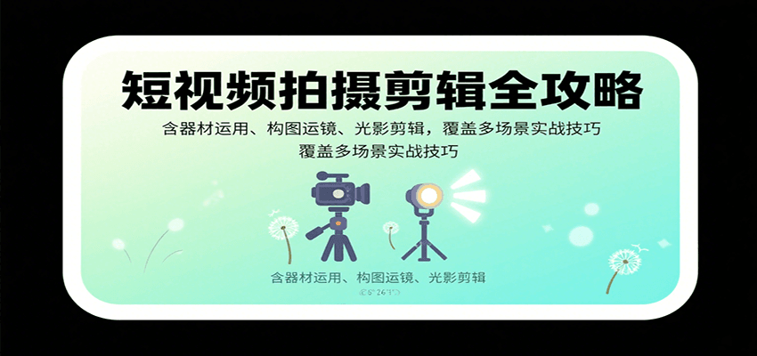 短视频拍摄剪辑全攻略:含器材运用、构图运镜、光影剪辑,覆盖多场景实战技巧-汉兴项目网创资源网