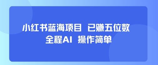 小红书蓝海项目，全程AI，操作简单，已挣五位数-汉兴项目网创资源网