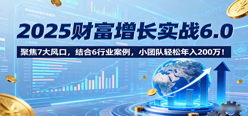 2025财富增长实战6.0，聚焦7大风口，结合6行业案例，小团队轻松年入200万！-汉兴项目网创资源网
