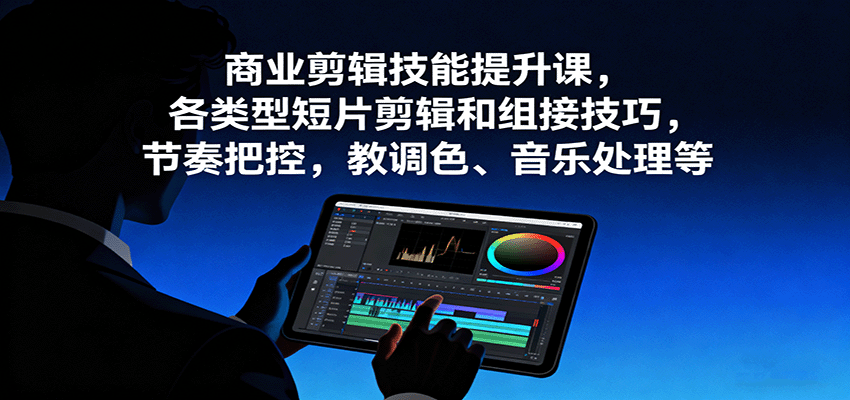 商业剪辑技能提升课,各类型短片剪辑和组接技巧,节奏把控,教调色、音乐处理等-汉兴项目网创资源网
