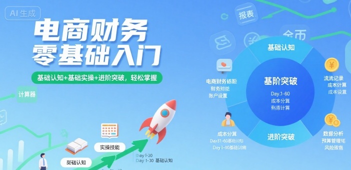 电商财务零基础入门，基础认知+基础实操+进阶突破，轻松掌握-汉兴项目网创资源网