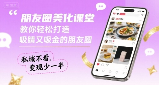 朋友圈美化课堂，教你轻松打造，吸睛又吸金的朋友圈，私域不看，变现少一半-汉兴项目网创资源网