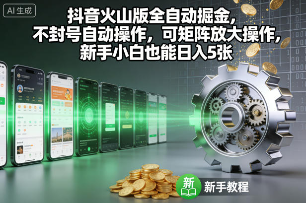 抖音火山版全自动掘金，不封号自动操作，可矩阵放大操作，新手小白也能日入5张【揭秘】-汉兴项目网创资源网