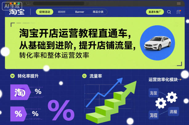 淘宝开店运营教程直通车，从基础到进阶，提升店铺流量，转化率和整体运营效率(更新11月)-汉兴项目网创资源网